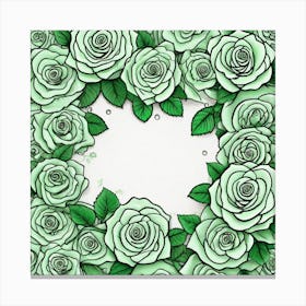 Green Roses On Edges As Frame With Empty Space In Centre Ultra Hd Realistic Vivid Colors Highly (6) Canvas Print