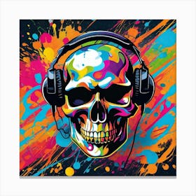 Skull With Headphones 17 Canvas Print