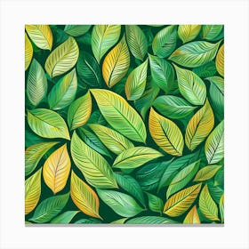 Seamless Pattern Of Green Leaves 1 Canvas Print