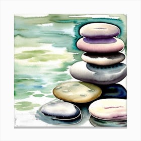 Watercolor Zen Stones Canvas Print
