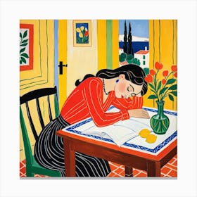 Woman Reading A Book 24 Canvas Print