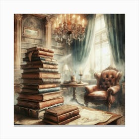 Old Books In The Library Canvas Print