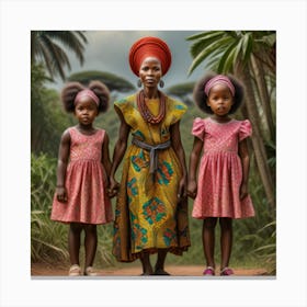 Mamie With Her Grand Children Canvas Print