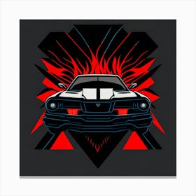 Car Red Artwork Of Graphic Design Flat (212) Canvas Print