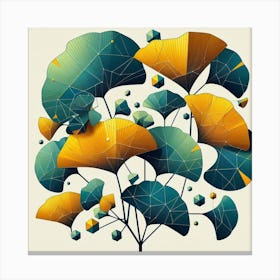 Geometric Art Tropical leaves of ginkgo biloba 1 Canvas Print