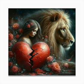 Lion And Broken Heart Canvas Print