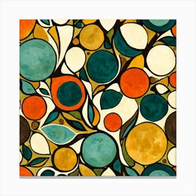 Orange Circles, Floral Pattern, Abstract Piece With Organic Shapes And Earthy Colors art print Canvas Print