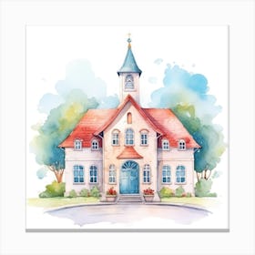 Watercolor Church Canvas Print