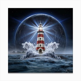 Lighthouse In The Ocean Canvas Print