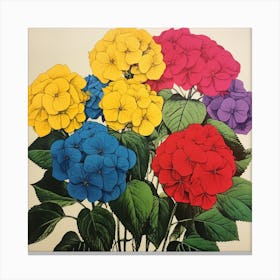 Hydrangea 3 Pop Art Illustration Square Canvas Print