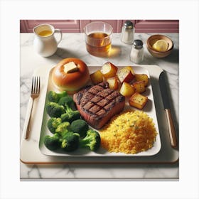 Steak And Broccoli Canvas Print