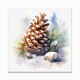 Watercolor Pine Cone 1 Canvas Print