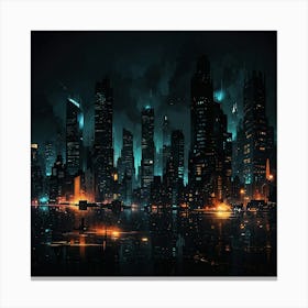 Cityscape At Night 11 Canvas Print