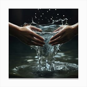 Water Splashing Hands Canvas Print