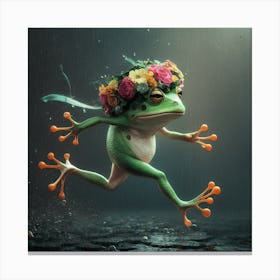 Frog In The Rain Canvas Print