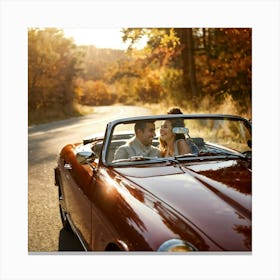 Couple In A Convertible 1 Canvas Print