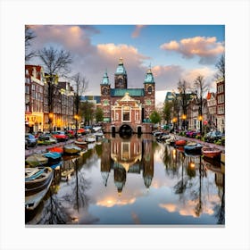 Amsterdam Canal At Dusk Canvas Print