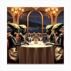 Aliens At Dinner III Canvas Print