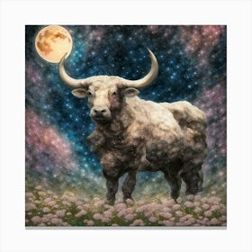 Bull In The Moonlight 10 Canvas Print