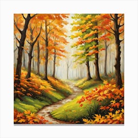 Forest In Autumn In Minimalist Style Square Composition 63 Canvas Print