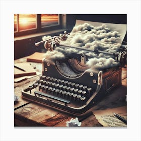 Typewriter With Clouds Canvas Print