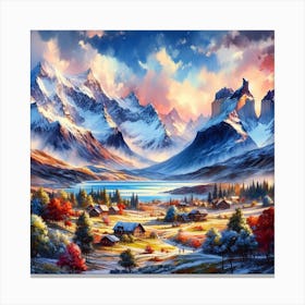 Winter Landscape In The Mountains Canvas Print