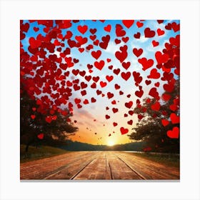 Hearts floating in neighborhood Canvas Print