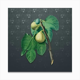 Vintage Fig Botanical on Slate Gray Pattern n.1227 Canvas Print