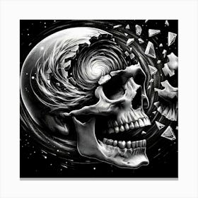 Skull With Shattered Glass Canvas Print