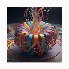 Abstract Colorful Swirl Of Ribbons In Wooden Bowl Canvas Print