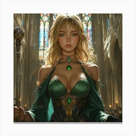 Verdant Oracle: Herald Of Emerald Light Canvas Print