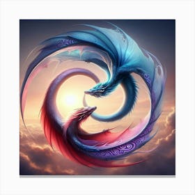 Two Dragons In The Sky Canvas Print