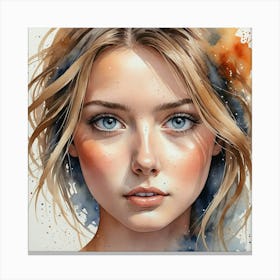 Watercolor Of A Girl 35 Canvas Print