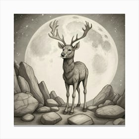 Deer In The Moonlight 4 Canvas Print