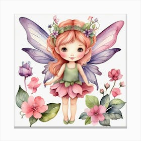 Fairy Girl With Flowers Canvas Print