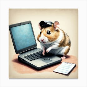 Hamster On A Laptop 2 Canvas Print