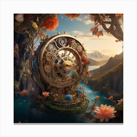 Clock In The Forest Canvas Print