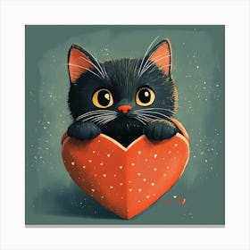 Cute Cat Peeking from Heart Gift Box 10 Canvas Print