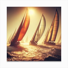 Sailboats In The Ocean Canvas Print