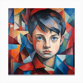 Boy With Blue Eyes. Abstract Art. Canvas Print