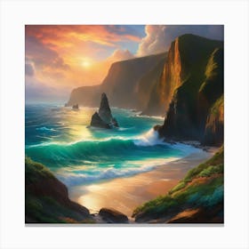 Sunset On The Coast Canvas Print