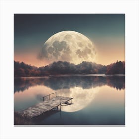 Moonlight Over Lake Canvas Print