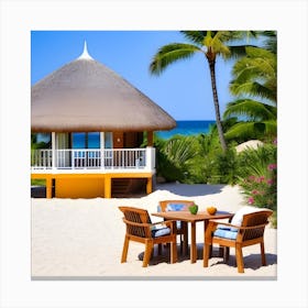 Beach Hut On The Beach Canvas Print