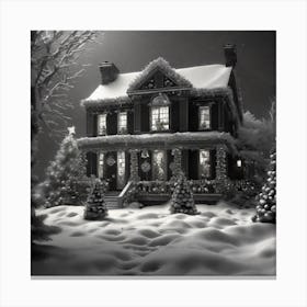 Christmas House In The Snow 1 Canvas Print