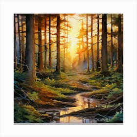 Sunset In The Forest 1 Canvas Print