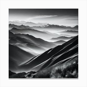 Black And White Mountain Landscape 27 Canvas Print