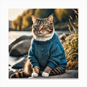 Cat In Sweater Canvas Print