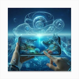 Futuristic Hand Holding Smartphone Canvas Print