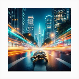 Tortoise Crossing The City Canvas Print