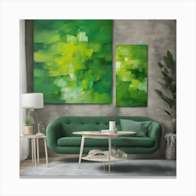 Green Abstract Painting Canvas Print